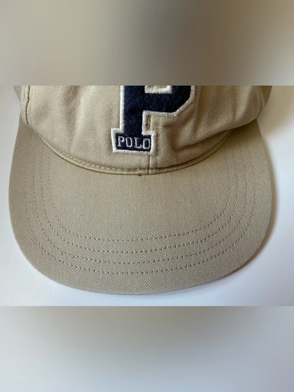 Vintage Polo Ralph Lauren Beige Big P Logo Baseball Cap - Spellout Polo